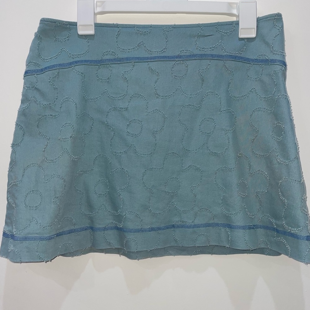 UO Blue Floral Denim Skirt